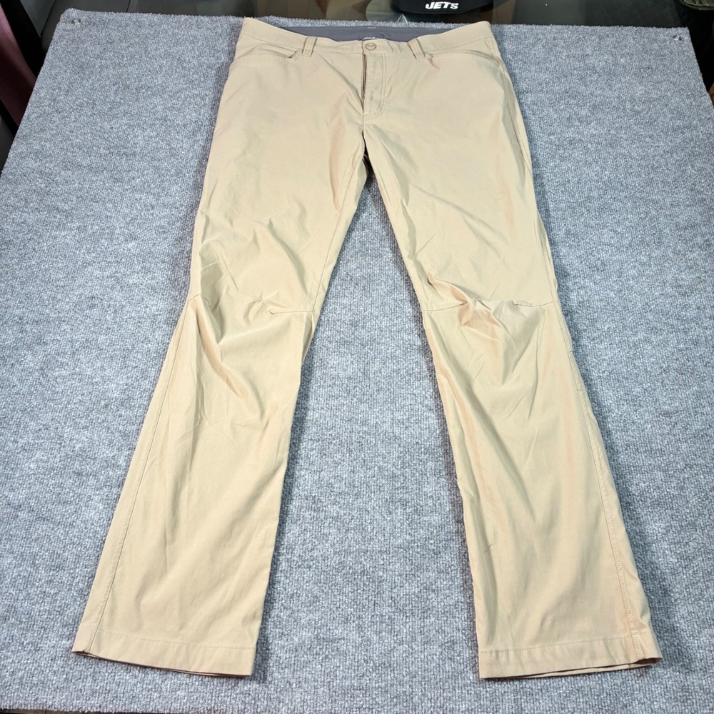 Eddie Bauer Tech Pants Mens 38x34 Tan Stretch Hiking Nylon Spandex Outdoor